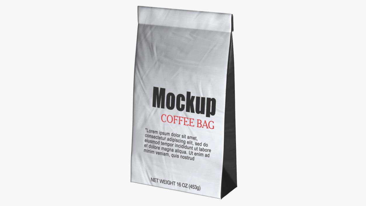 Foil Coffee Bag Mockup 3D