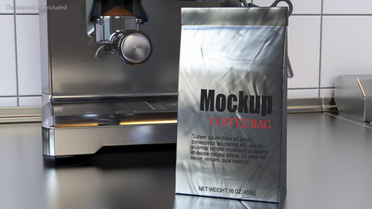 Foil Coffee Bag Mockup 3D