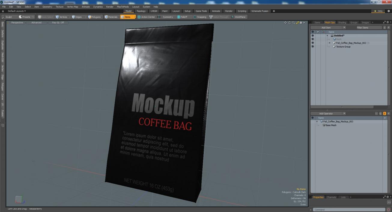 Foil Coffee Bag Mockup 3D