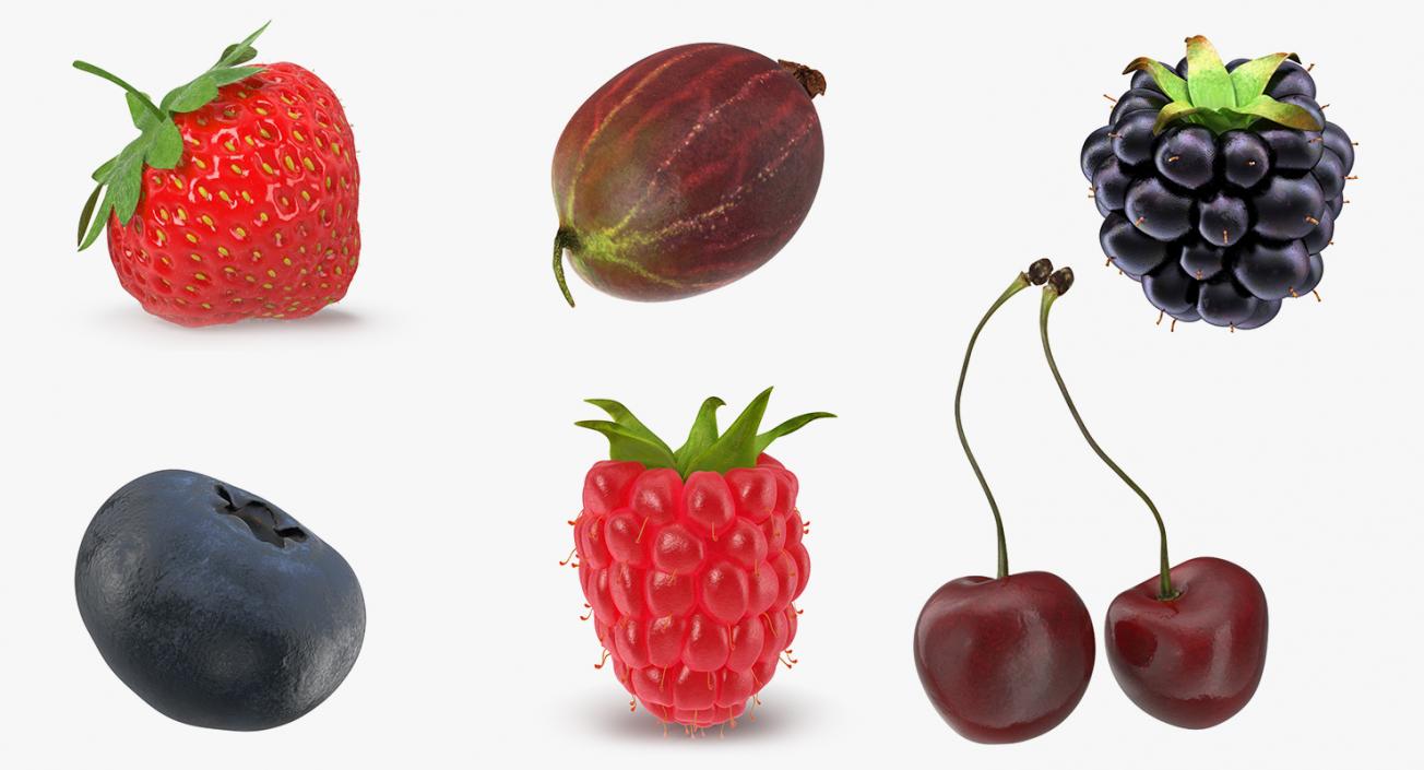 3D Berries Collection model