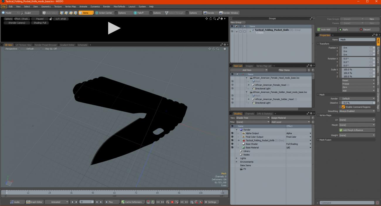 Tactical Folding Pocket Knife 3D model