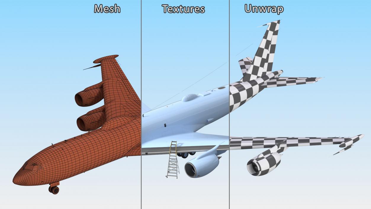 3D model Aircraft Pylon Ladder with Airplane