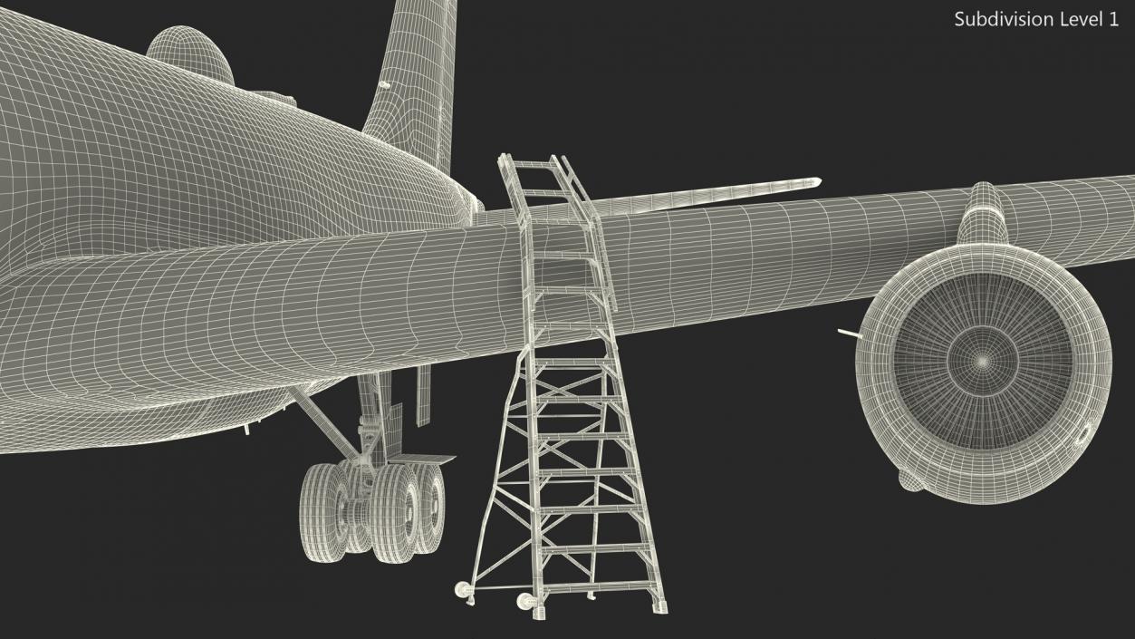 3D model Aircraft Pylon Ladder with Airplane