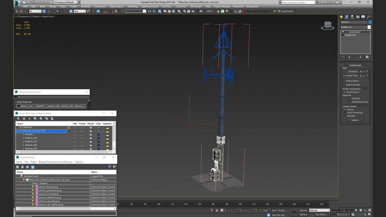 3D Telescopic Antenna Mast model