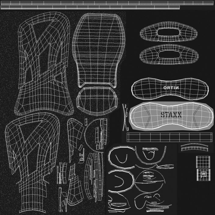 Snowboard with Staxx Bindings 3D model