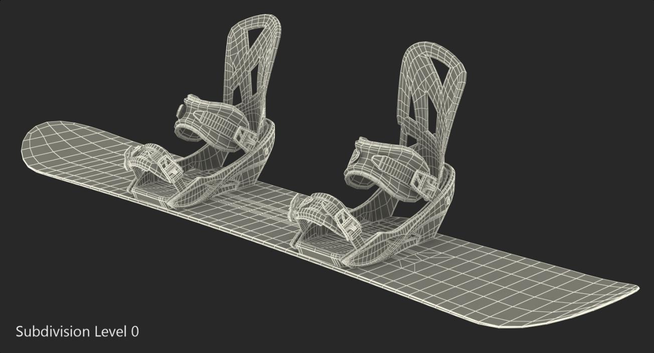 Snowboard with Staxx Bindings 3D model