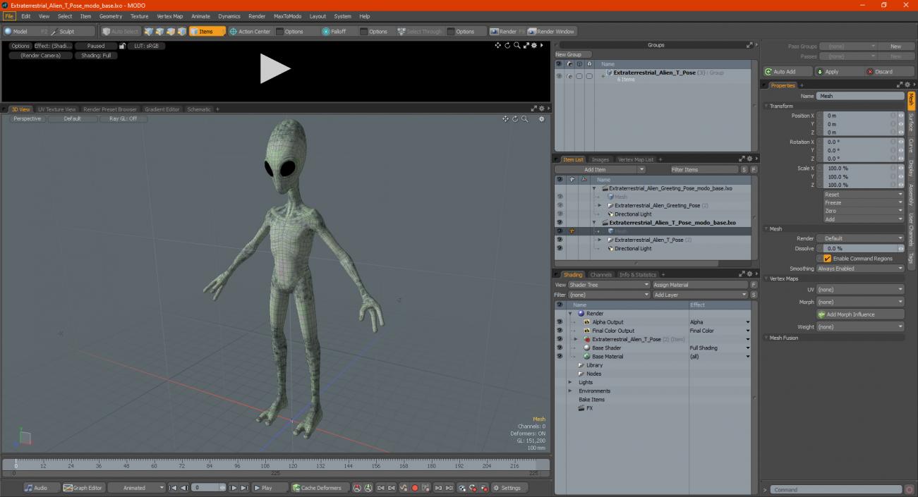 Extraterrestrial Alien T Pose 3D model