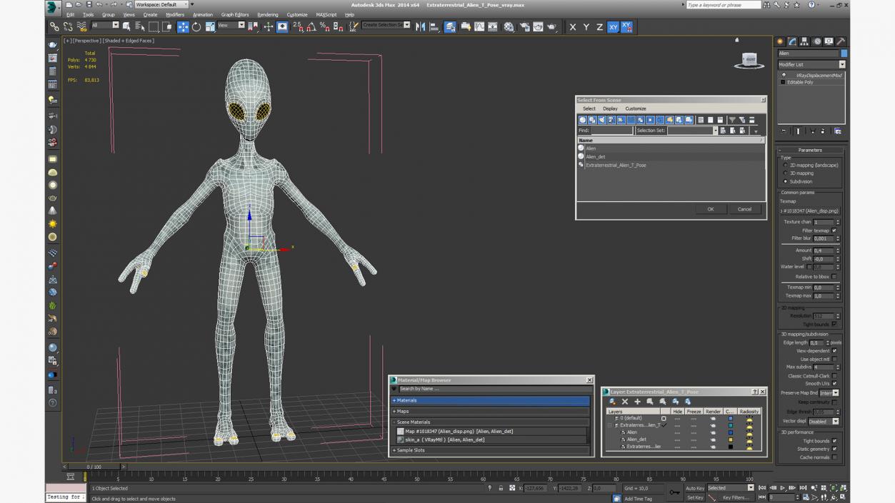 Extraterrestrial Alien T Pose 3D model