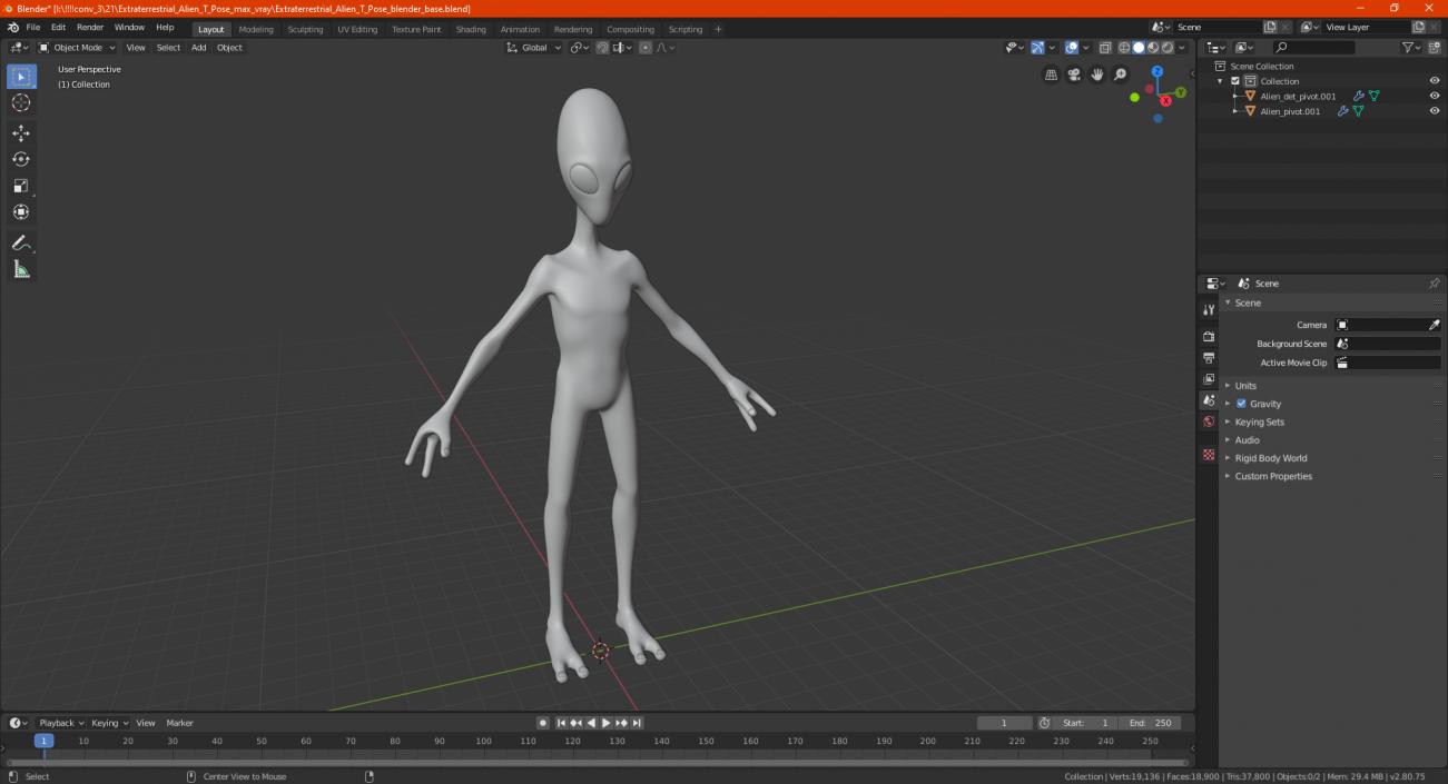 Extraterrestrial Alien T Pose 3D model