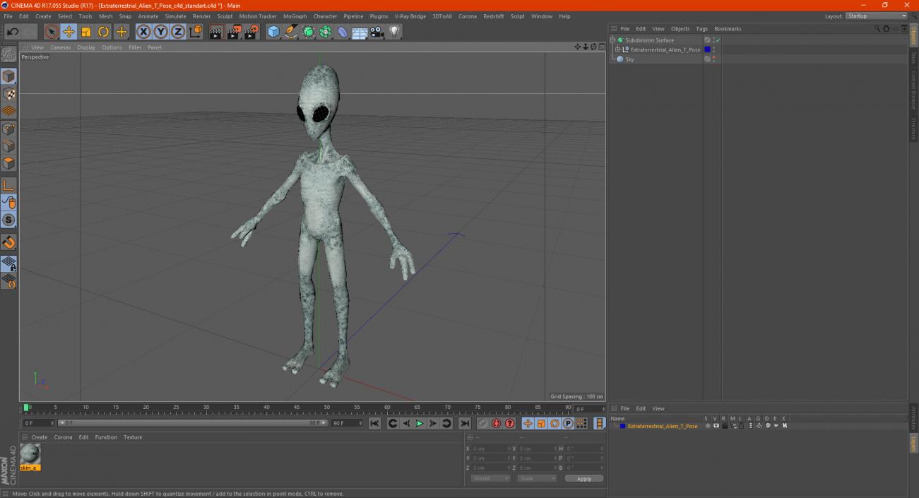 Extraterrestrial Alien T Pose 3D model