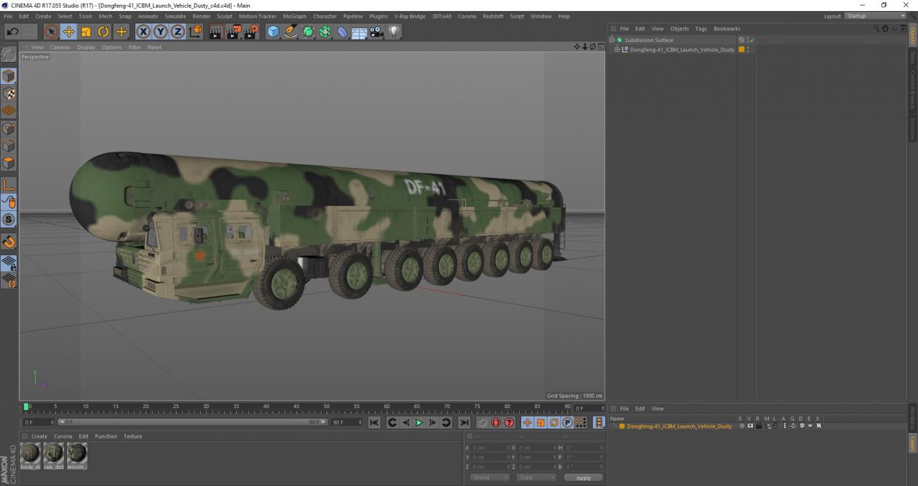 Dongfeng-41 ICBM Launch Vehicle Dusty 3D
