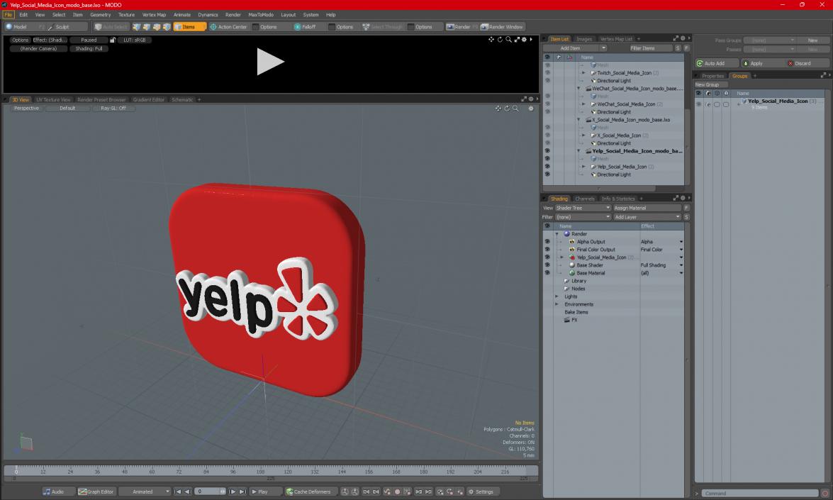 Yelp Social Media Icon 2 3D model