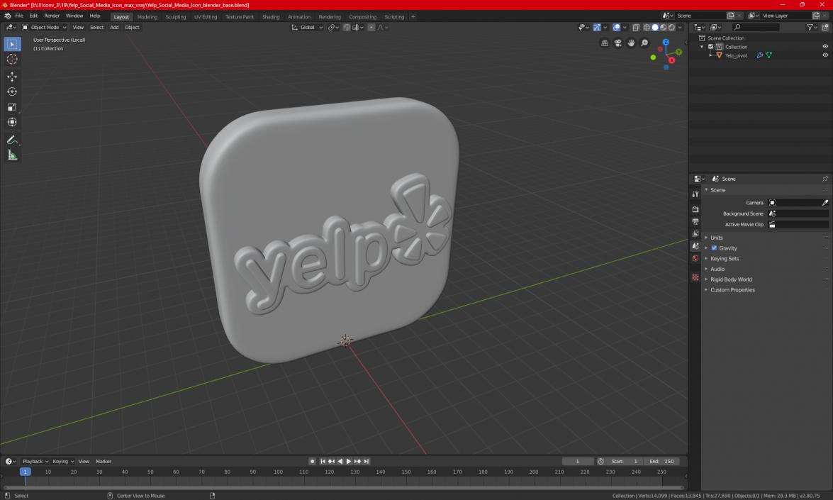 Yelp Social Media Icon 2 3D model