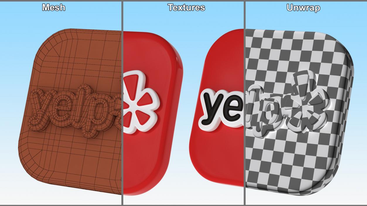 Yelp Social Media Icon 2 3D model