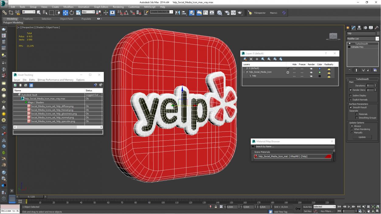 Yelp Social Media Icon 2 3D model