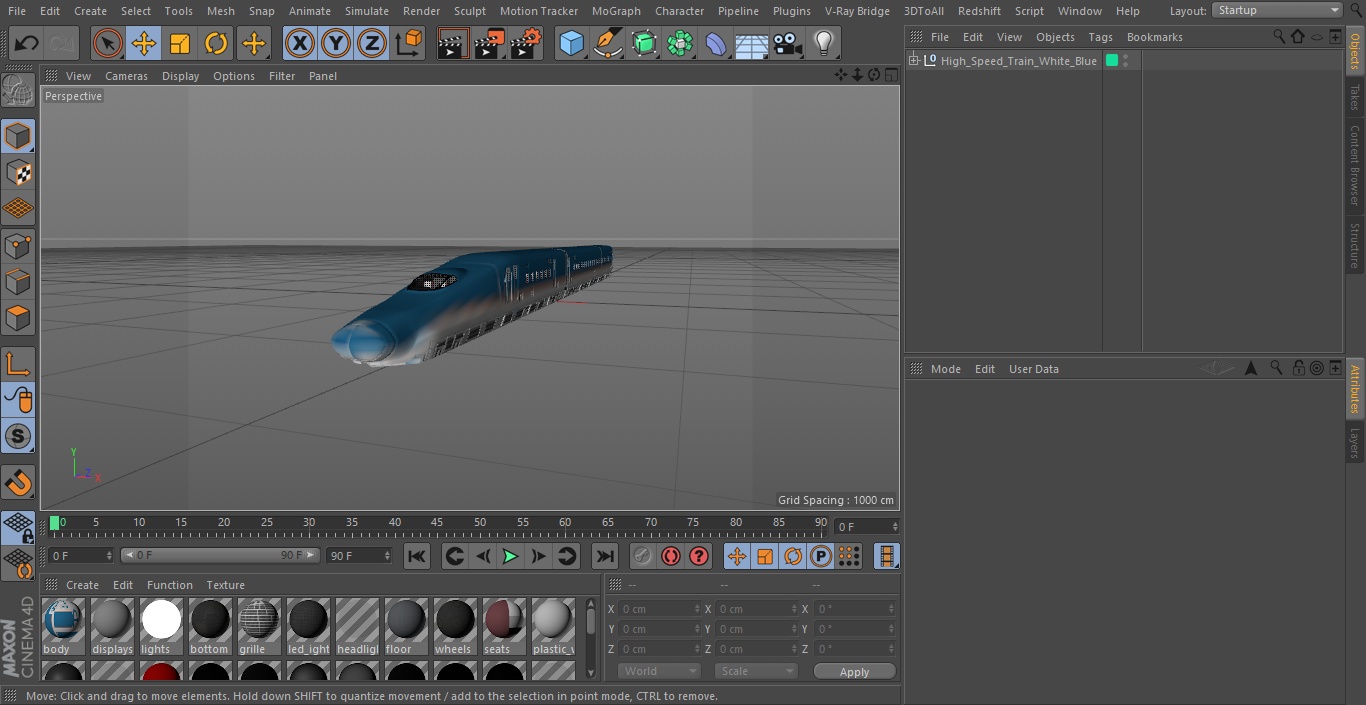 High Speed Train White Blue 3D