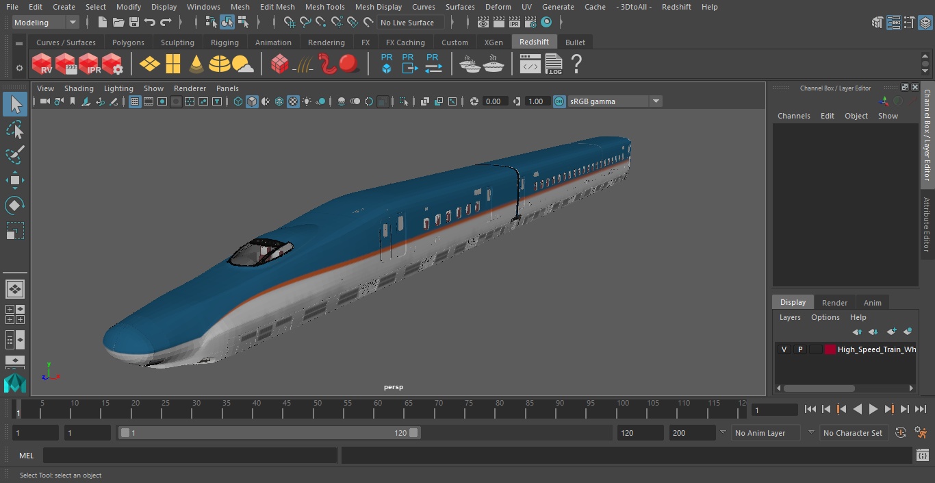 High Speed Train White Blue 3D