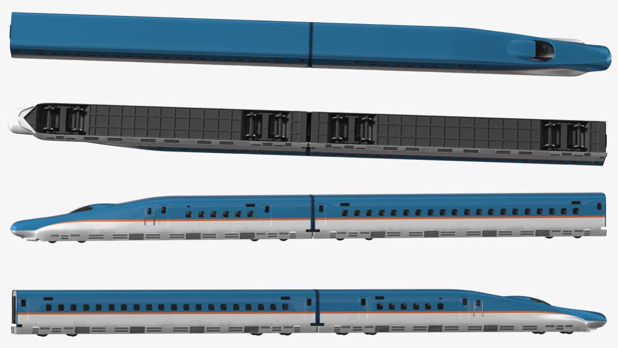 High Speed Train White Blue 3D