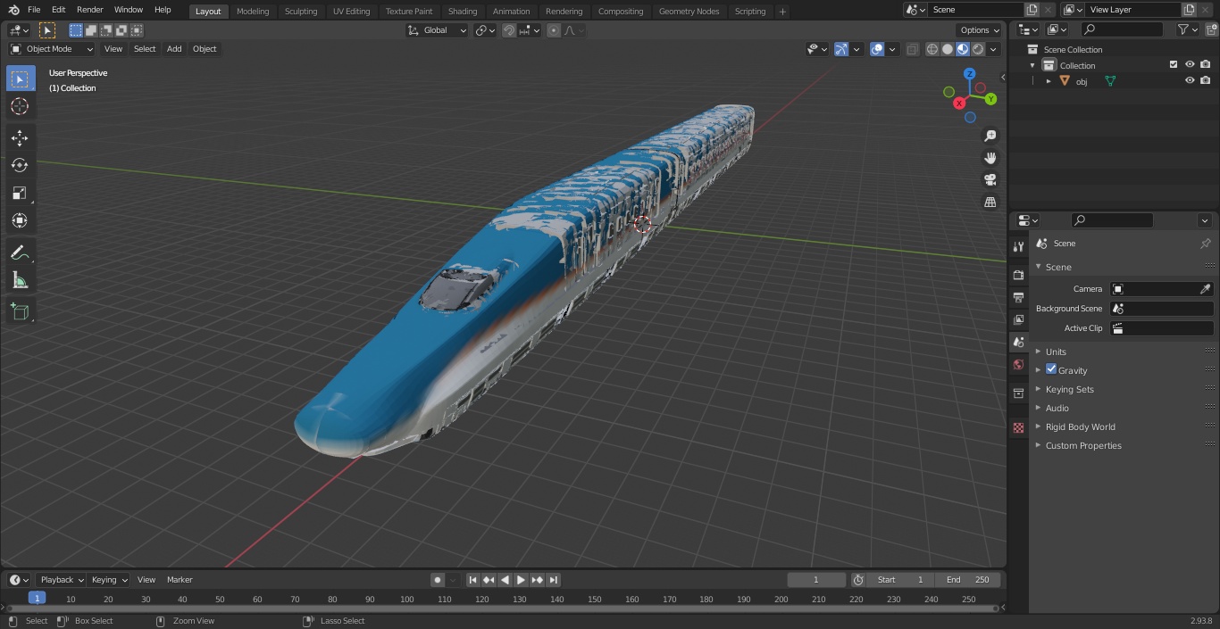 High Speed Train White Blue 3D