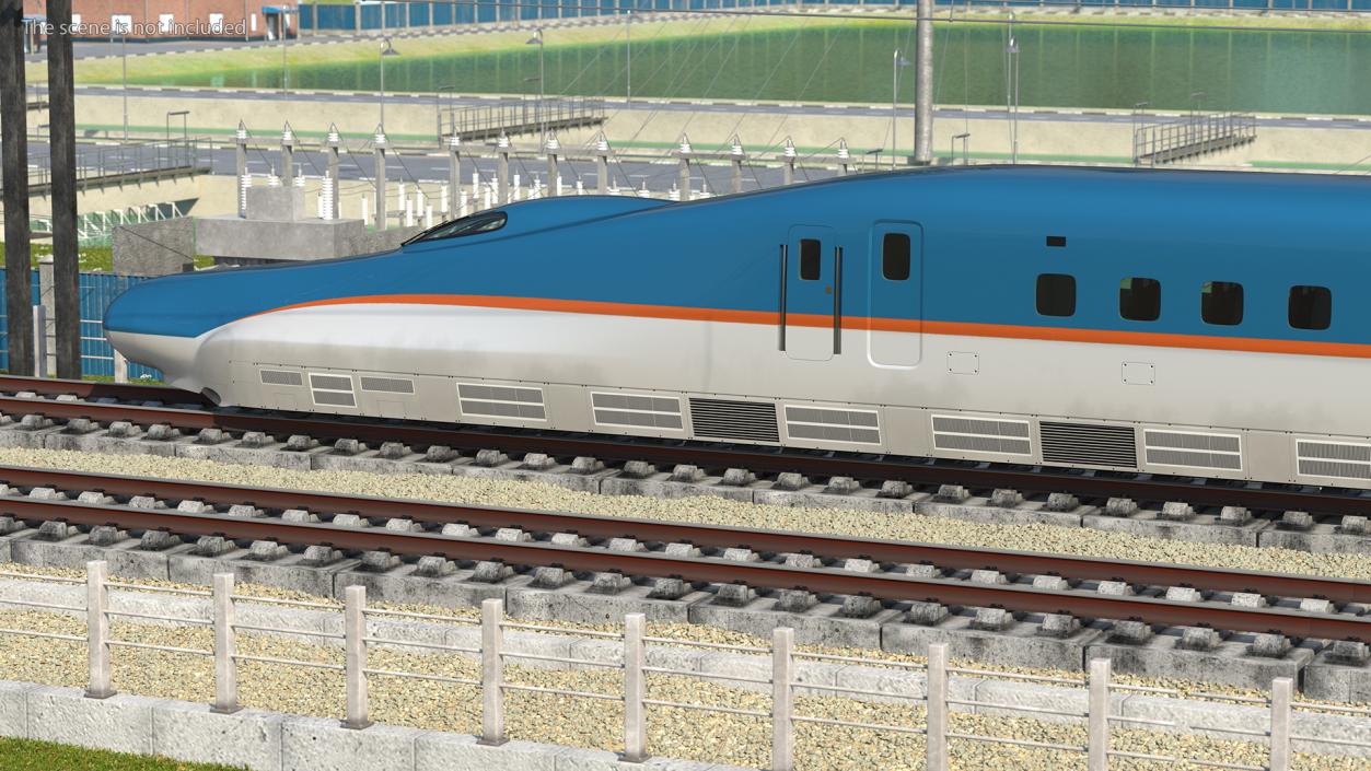 High Speed Train White Blue 3D