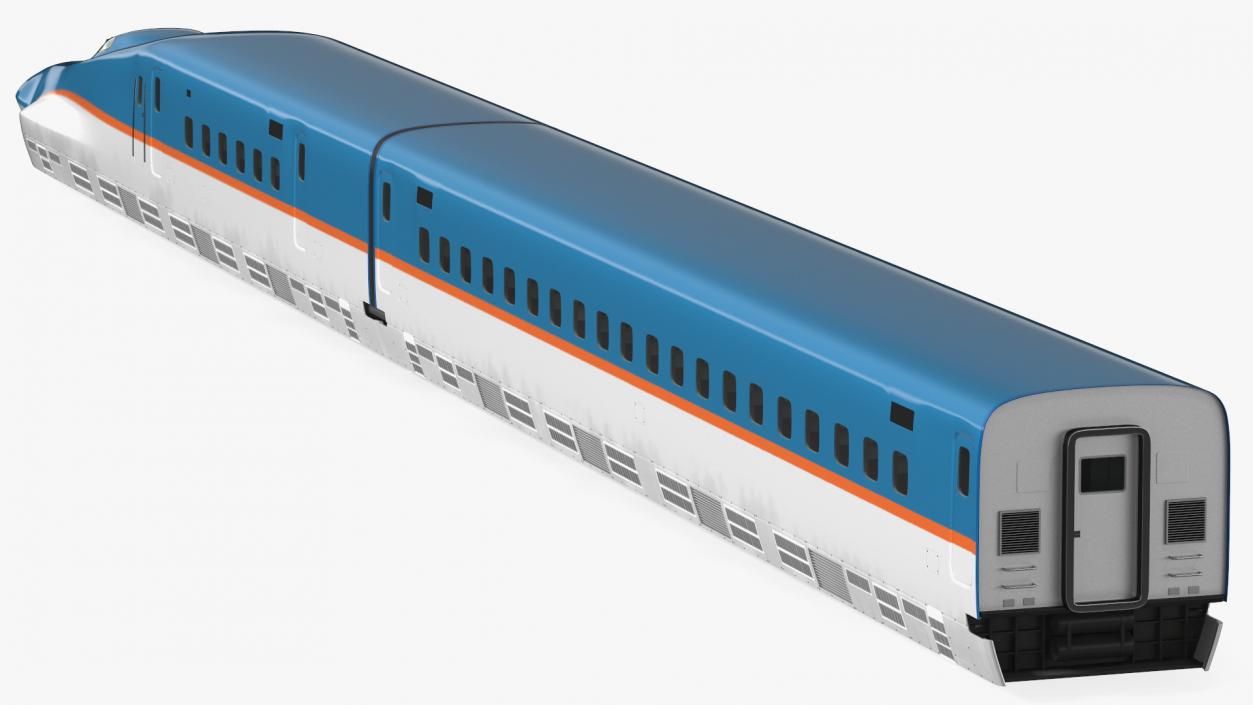 High Speed Train White Blue 3D