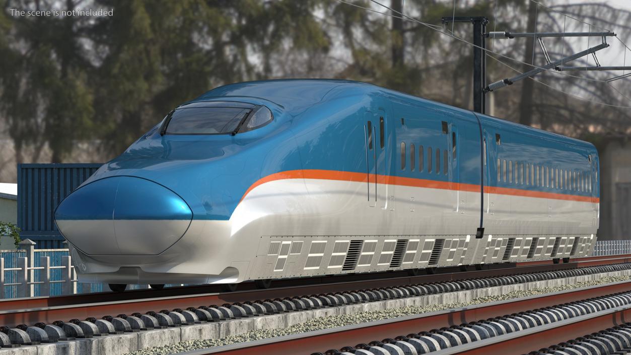 High Speed Train White Blue 3D