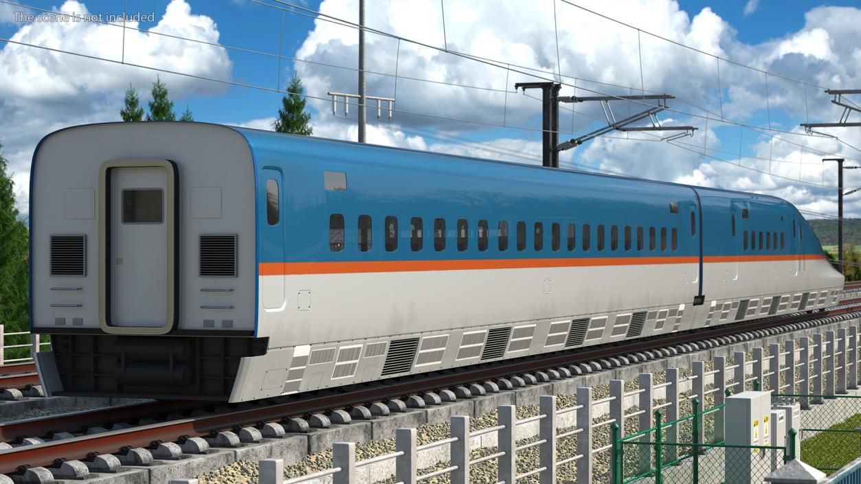 High Speed Train White Blue 3D