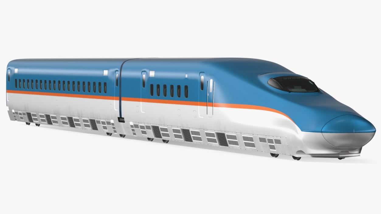 High Speed Train White Blue 3D