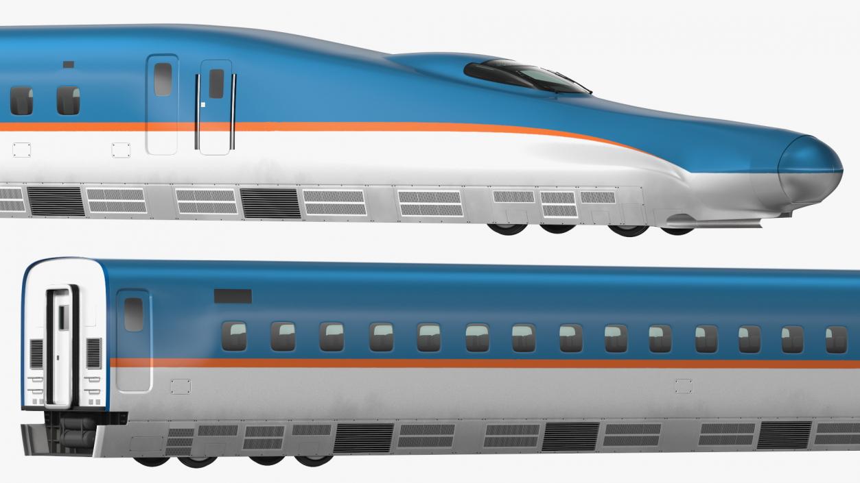 High Speed Train White Blue 3D