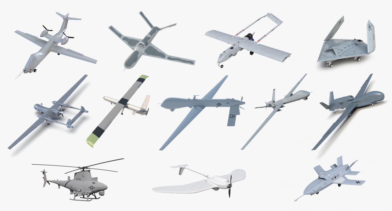 3D UAV Rigged 5 Collection model