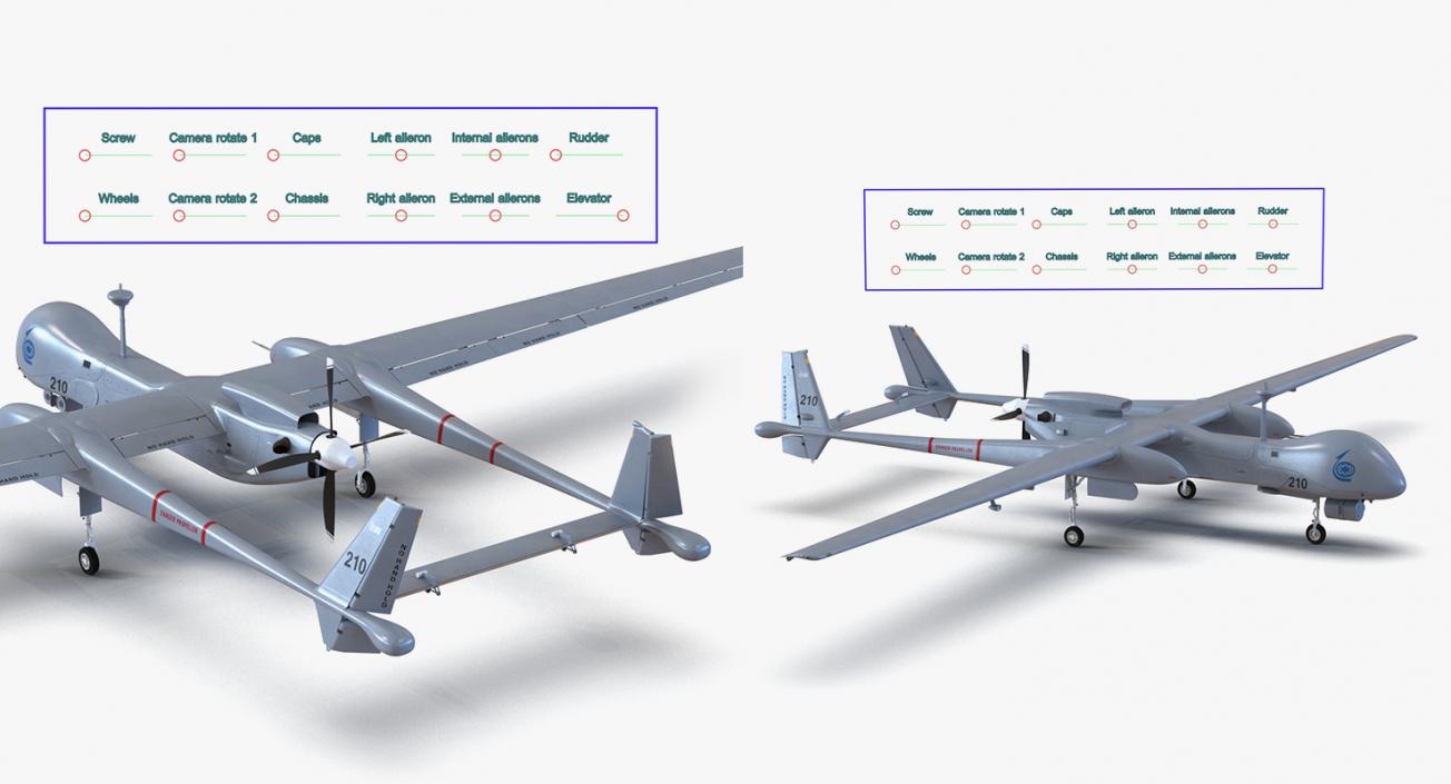 3D UAV Rigged 5 Collection model