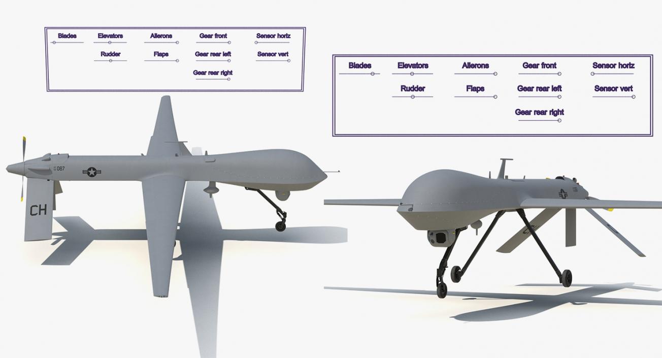 3D UAV Rigged 5 Collection model