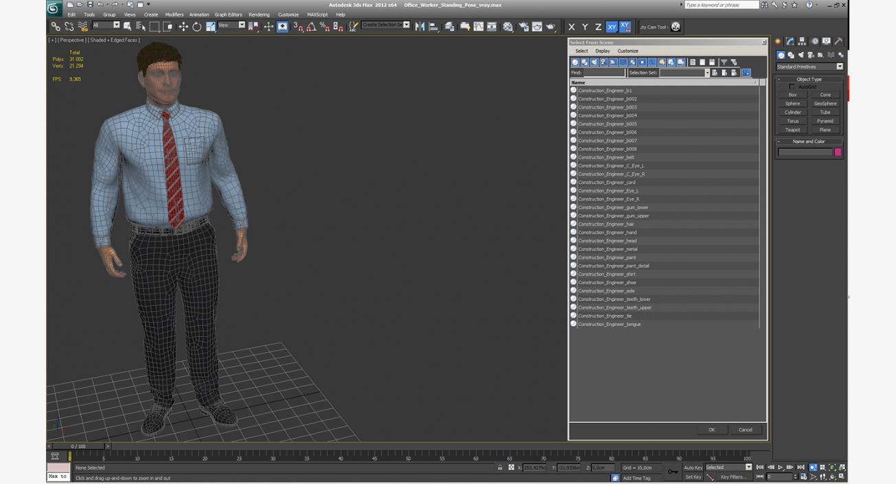 Office Worker Standing Pose 3D