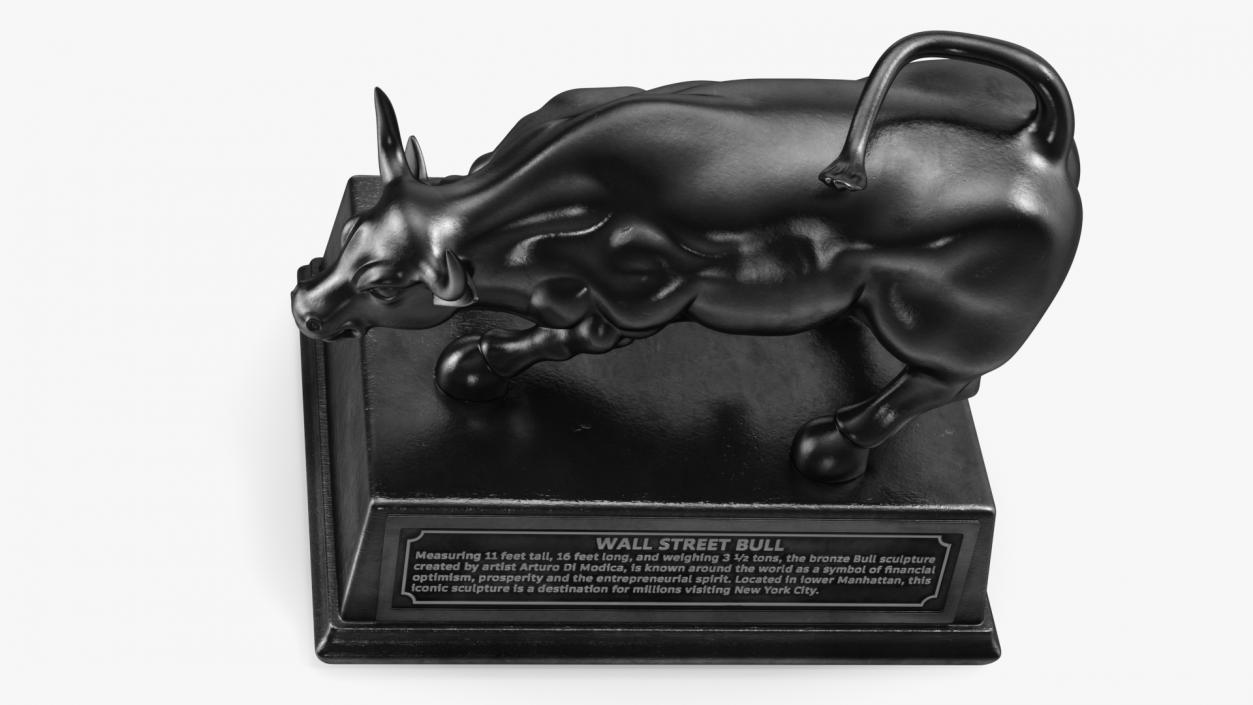 Black Statue of Bull on Pedestal 3D