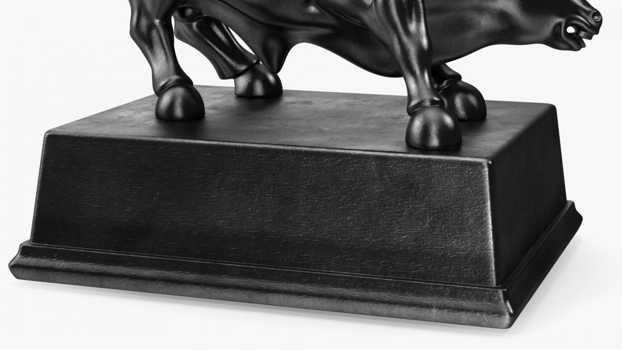 Black Statue of Bull on Pedestal 3D