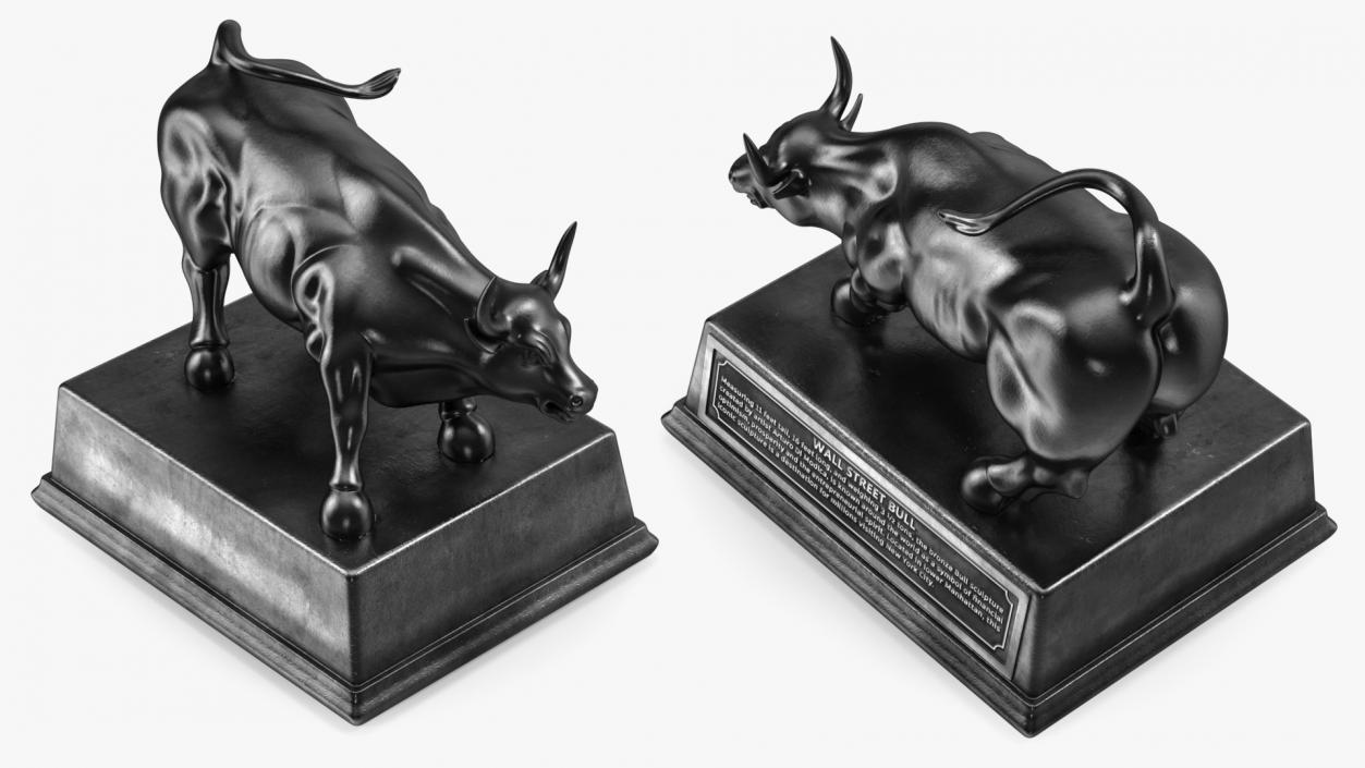 Black Statue of Bull on Pedestal 3D