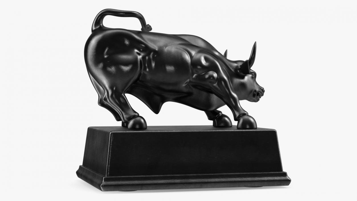 Black Statue of Bull on Pedestal 3D