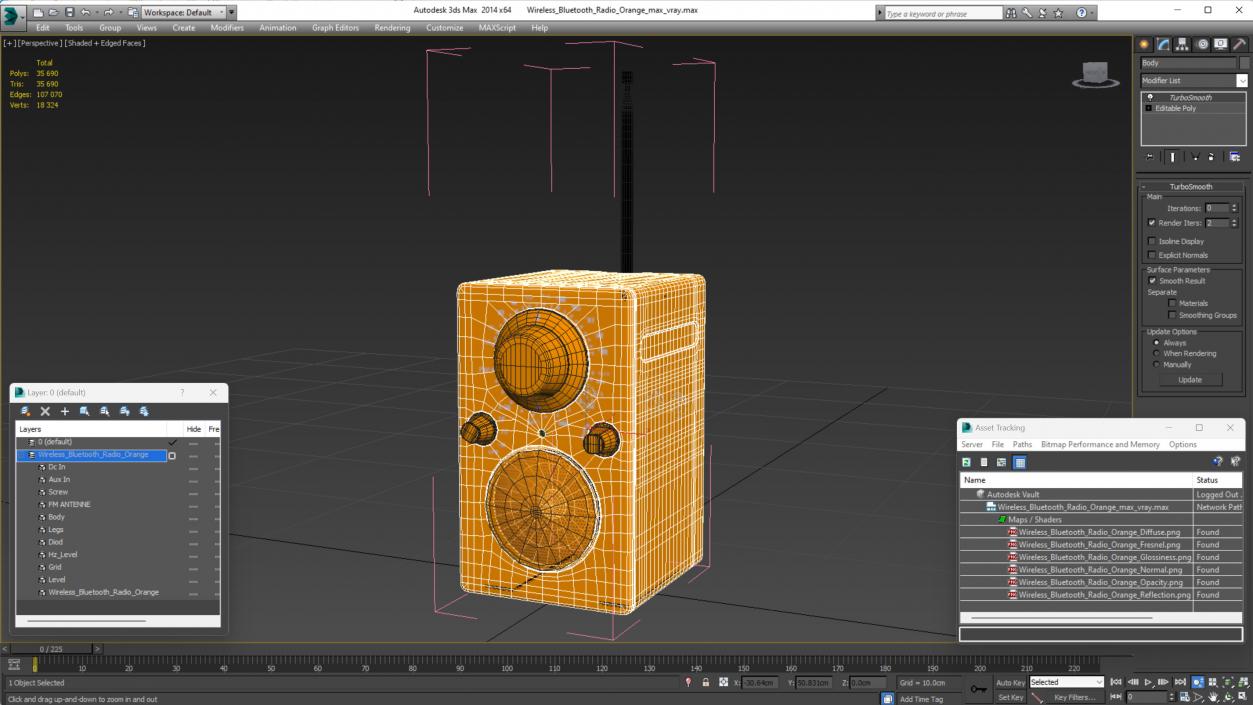 3D Wireless Bluetooth Radio Orange