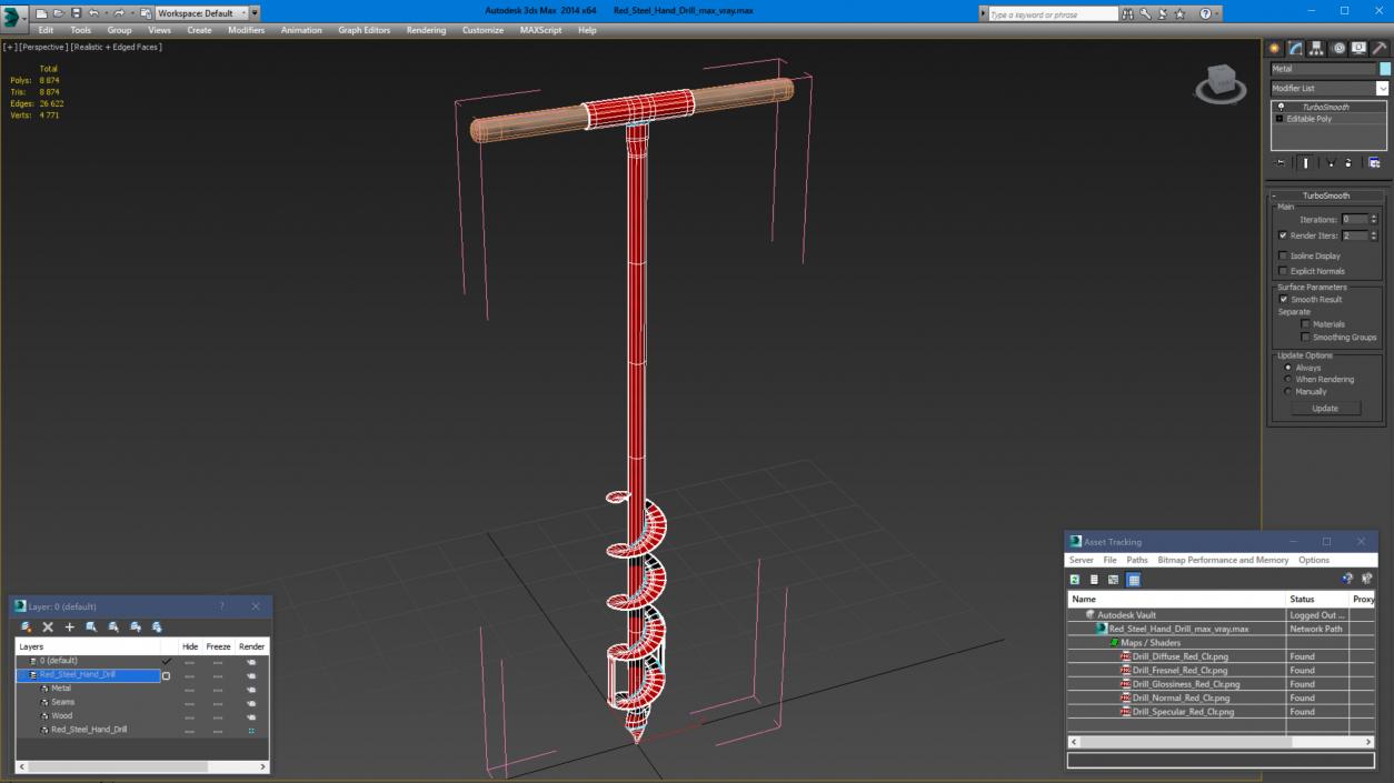 3D model Red Steel Hand Drill