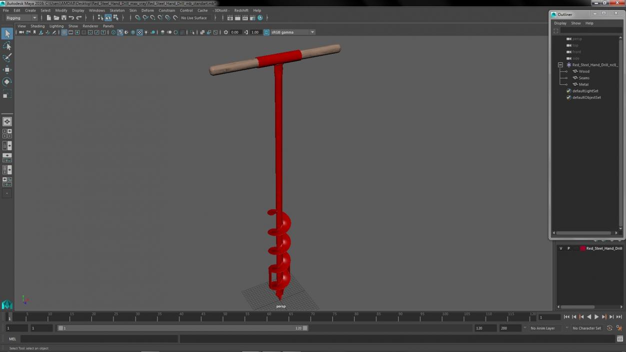 3D model Red Steel Hand Drill