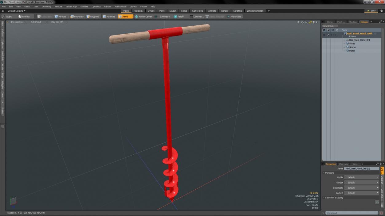 3D model Red Steel Hand Drill