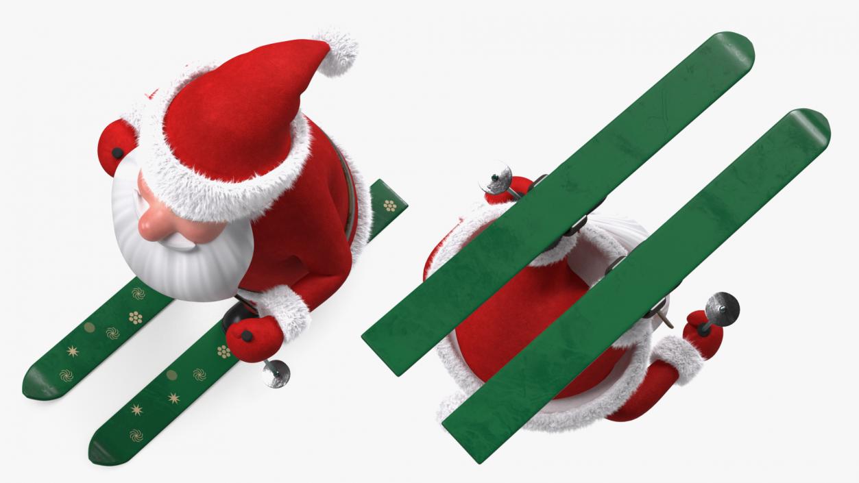 3D model Skiing Santa Claus Cartoon Character Fur