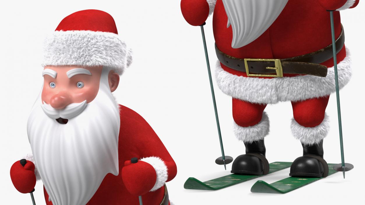 3D model Skiing Santa Claus Cartoon Character Fur