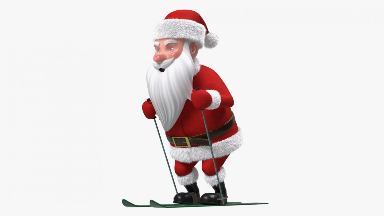 3D model Skiing Santa Claus Cartoon Character Fur