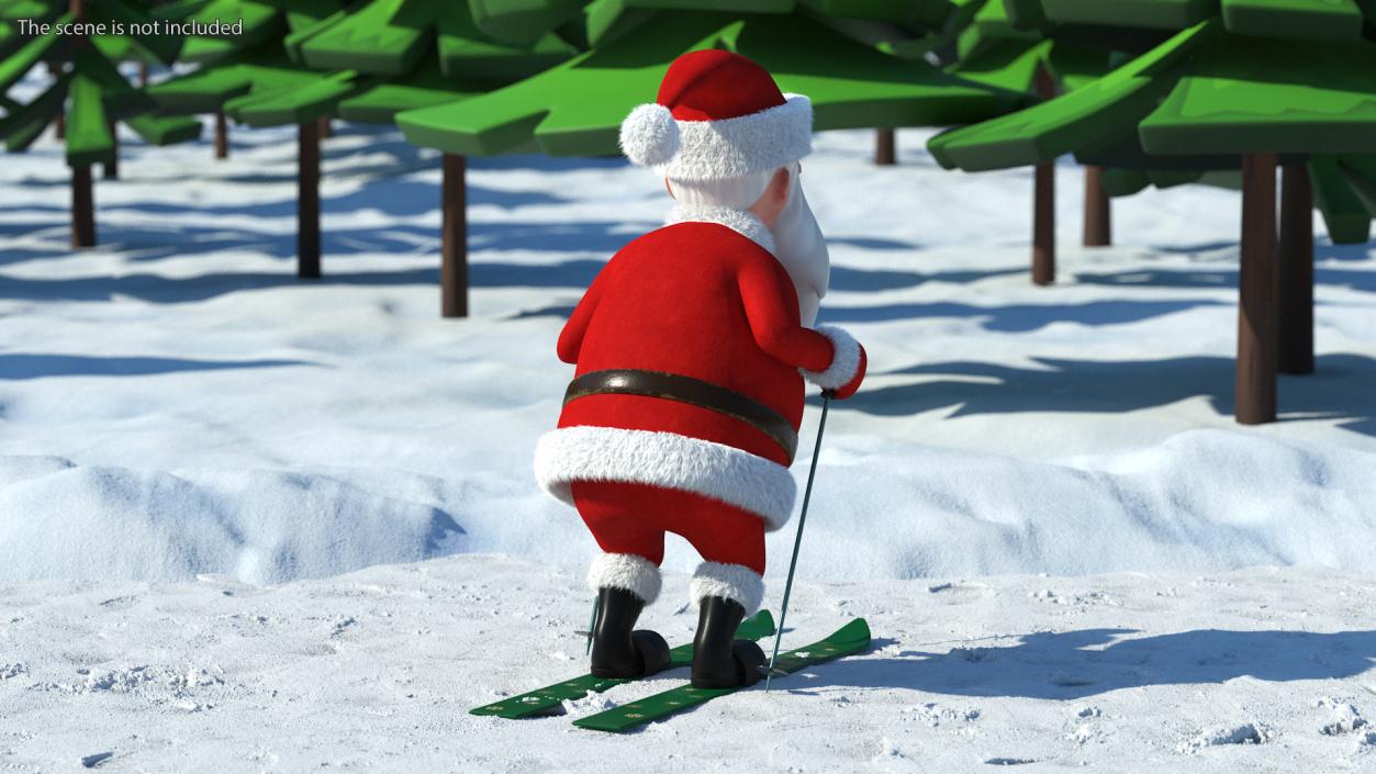 3D model Skiing Santa Claus Cartoon Character Fur