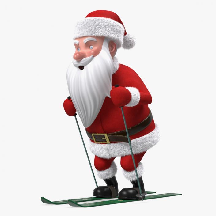 3D model Skiing Santa Claus Cartoon Character Fur