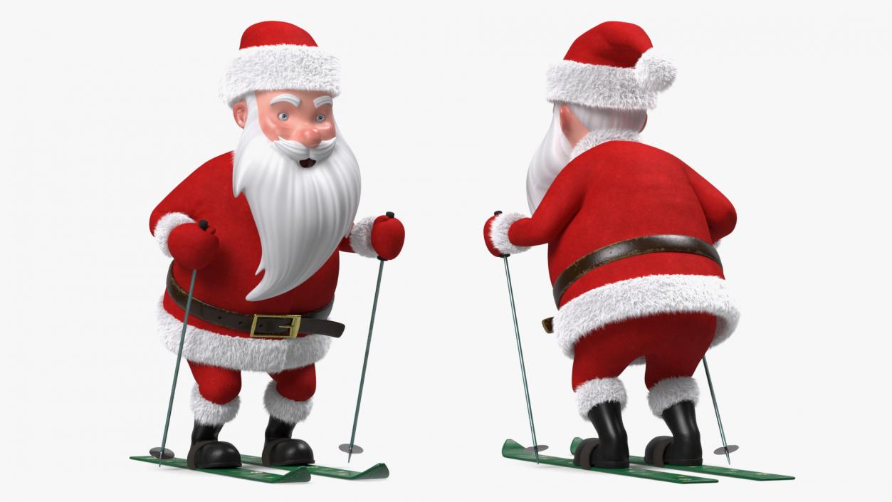 3D model Skiing Santa Claus Cartoon Character Fur