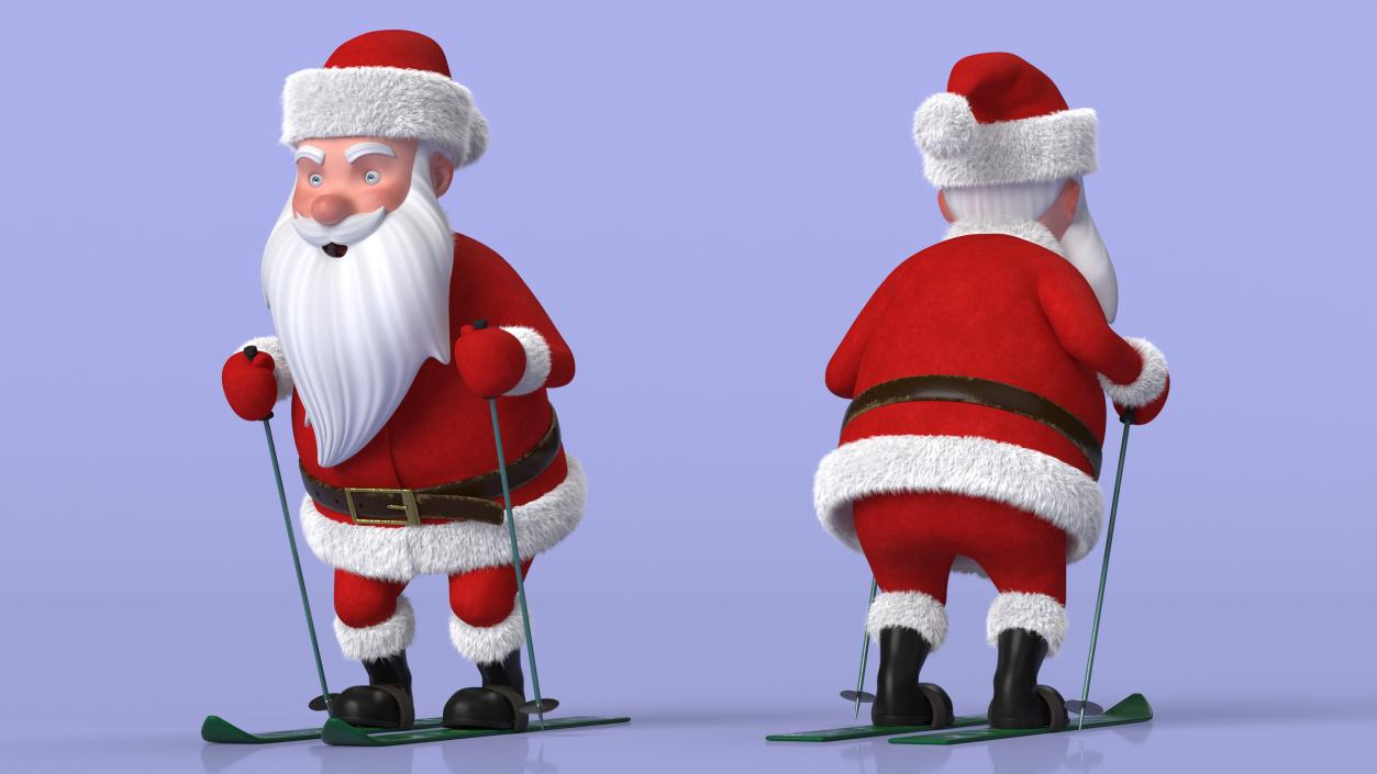 3D model Skiing Santa Claus Cartoon Character Fur