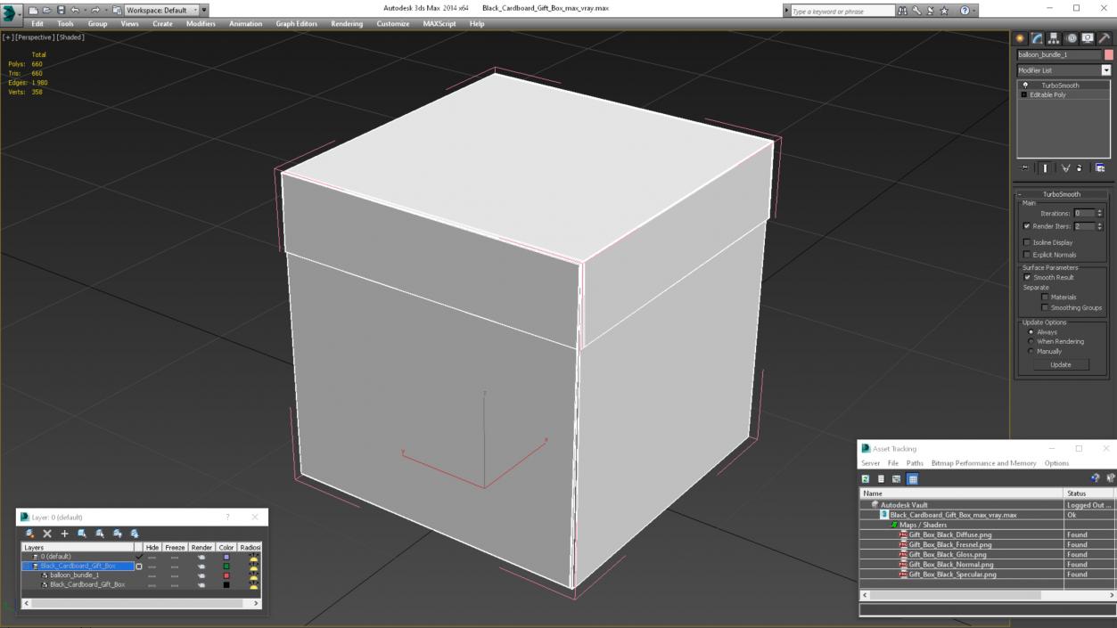 Black Cardboard Gift Box 3D model