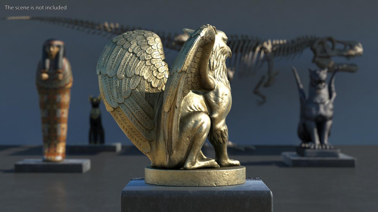 Griffin Statue Gold 3D model